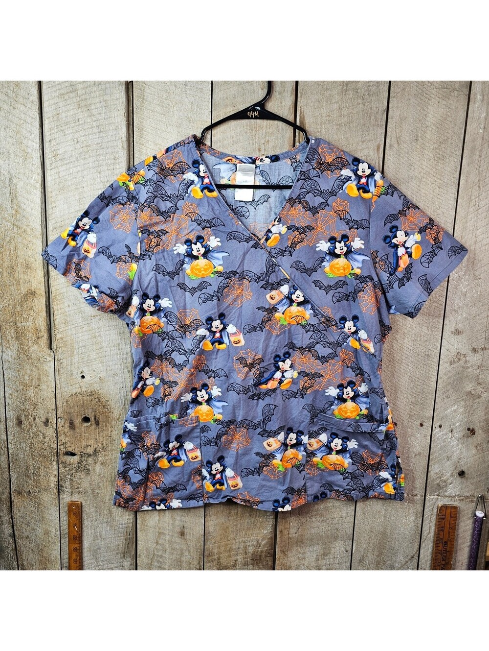 Disney Mickey Mouse Halloween Vampire Trick or Treat Scrub Top Size Large L/G